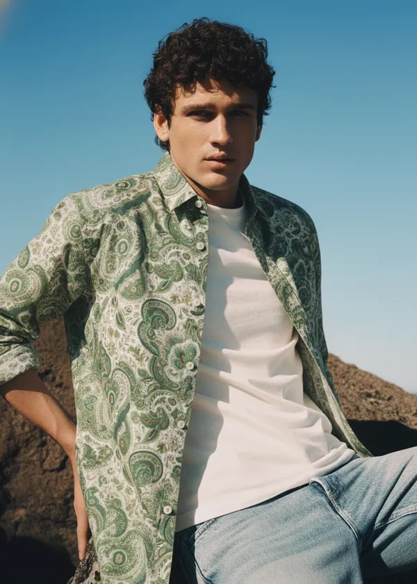 Im_Here_Essentials_Moss_Green_Paisley_Full_Sleeve_Shirt