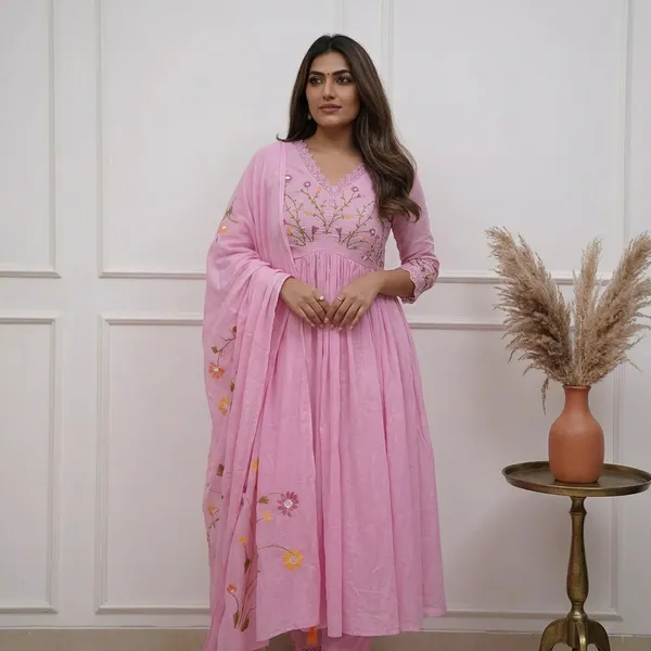 Baby_Pink_Cotton_Floral_Embroidered_Anarkali_Kurta_Set_With_Dupatta_For_Women