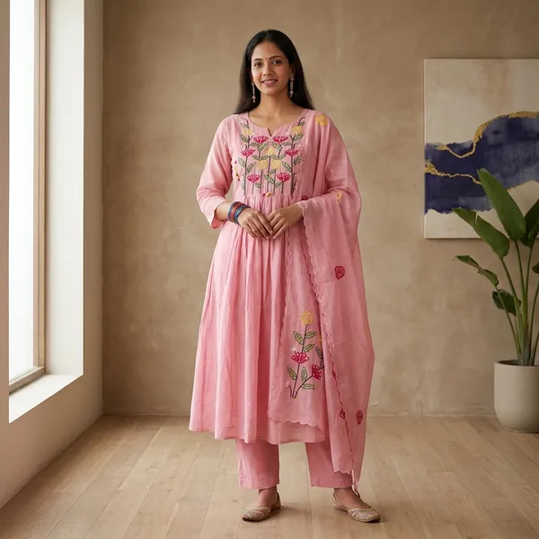Pink_Cotton_Floral_Embroidered_Kurta_With_Dupatta_For_Women