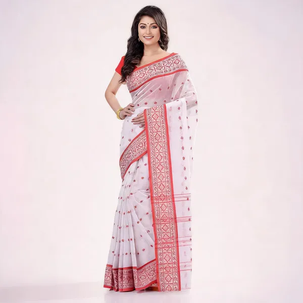 Red_White_Cotton_Chaturanga_Design_Handloom_Saree_For_Women