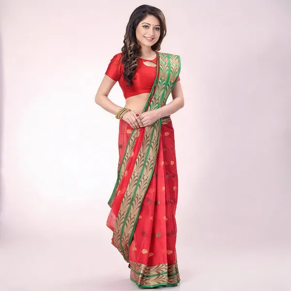 Red_Cotton_Handloom_Woven_Saree_For_Women