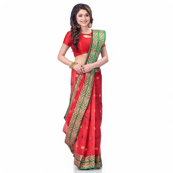 Red_Cotton_Handloom_Woven_Saree_For_Women