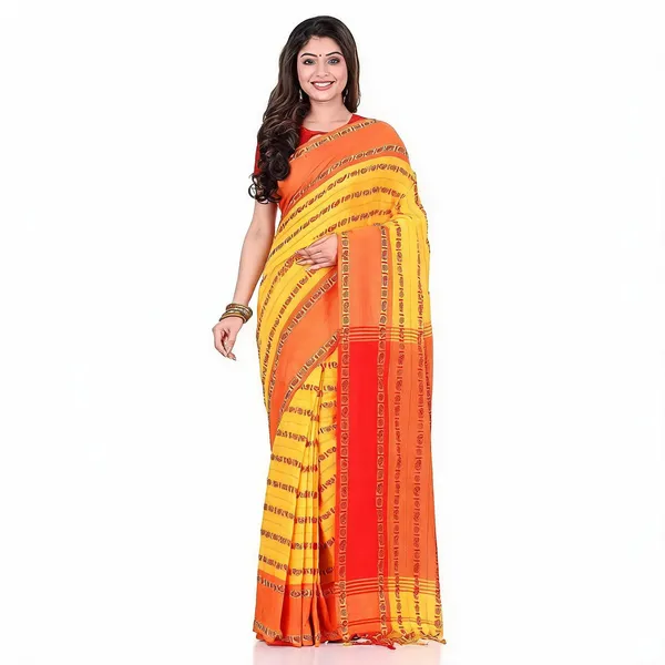 Yellow_Red_Cotton_Striped_Woven_Saree_For_Women