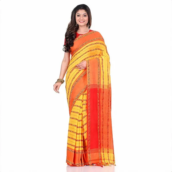 Yellow_Red_Cotton_Striped_Woven_Saree_For_Women