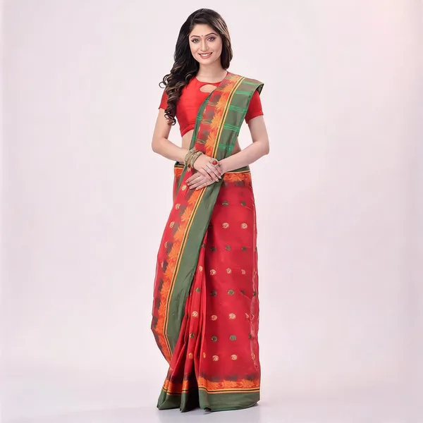 Red_Cotton_Handloom_Saree_For_Women