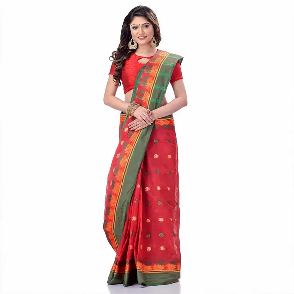 Red_Cotton_Handloom_Saree_For_Women