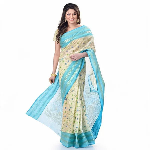 Blue_Cotton_Jamdani_Print_Woven_Saree_For_Women