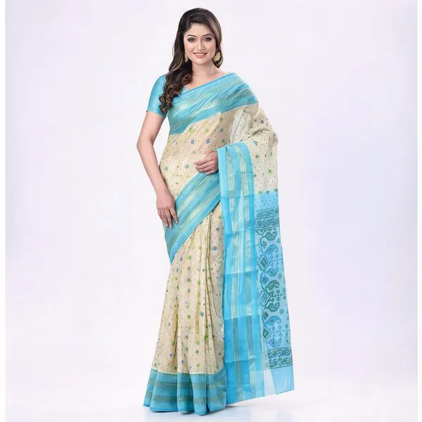 Blue_Cotton_Jamdani_Print_Woven_Saree_For_Women