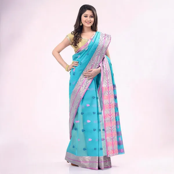 Blue_Cotton_Handloom_Woven_Saree_For_Women