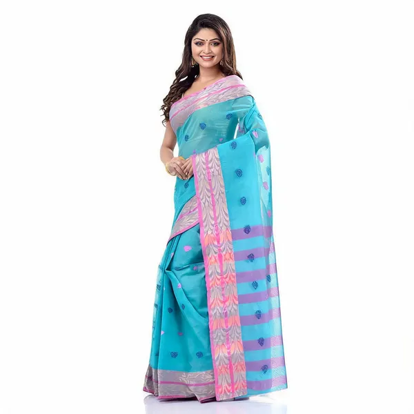 Blue_Cotton_Handloom_Woven_Saree_For_Women