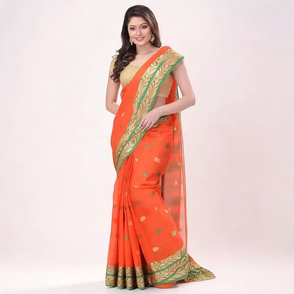 Orange_Cotton_Handloom_Woven_Saree_For_Women