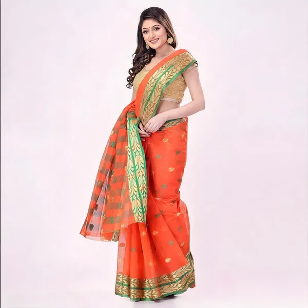 Orange_Cotton_Handloom_Woven_Saree_For_Women