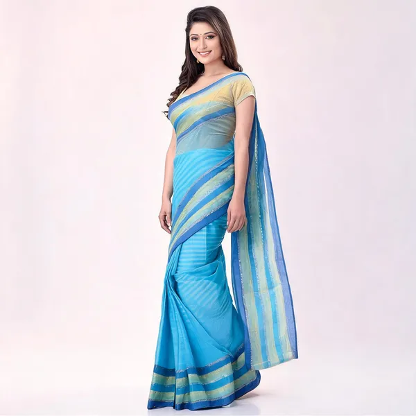 Blue_Cotton_Woven_Floral_Handloom_Tant_Saree_For_Women