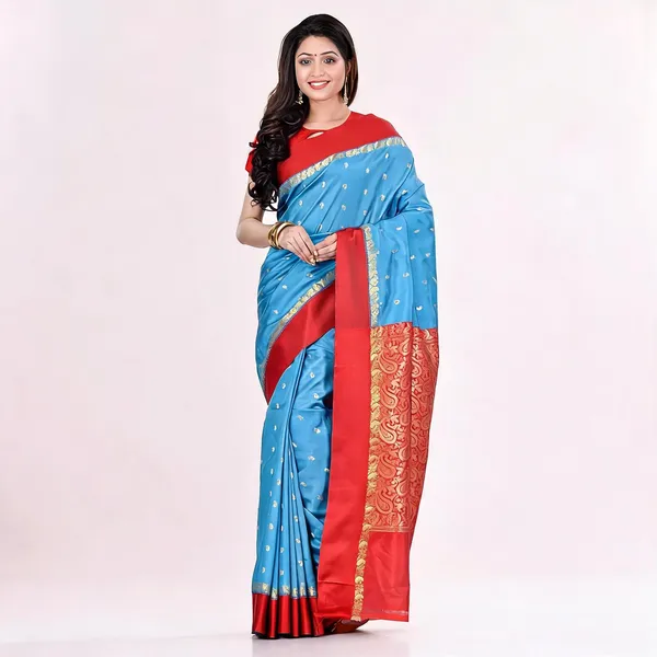 Light_Blue_Red_Art_Silk_Handloom_Zari_Saree_For_Women