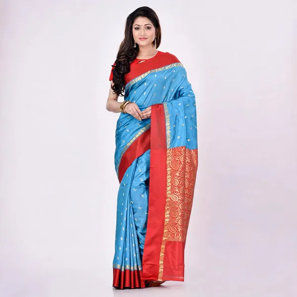 Light_Blue_Red_Art_Silk_Handloom_Zari_Saree_For_Women