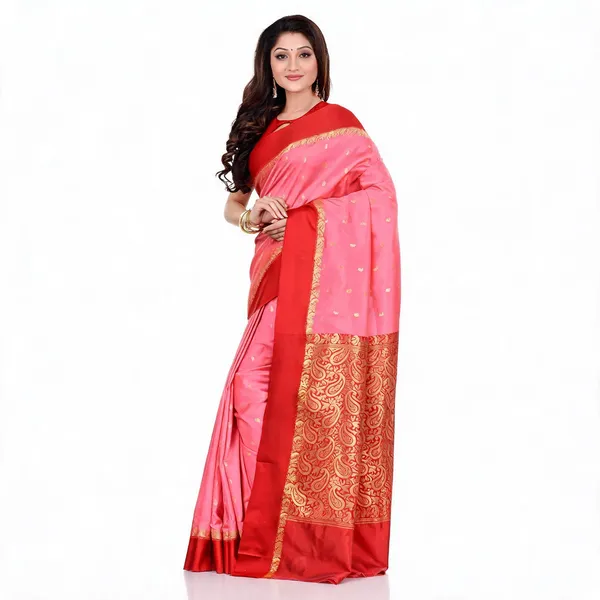 Red_Pink_Art_Silk_Zari_Floral_Saree_With_Blouse_For_Women