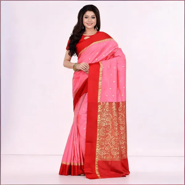 Red_Pink_Art_Silk_Zari_Floral_Saree_With_Blouse_For_Women