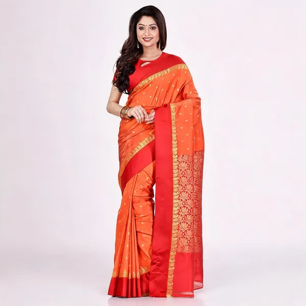 Orange_Art_Silk_Zari_Handloom_Saree_With_Blouse_For_Women