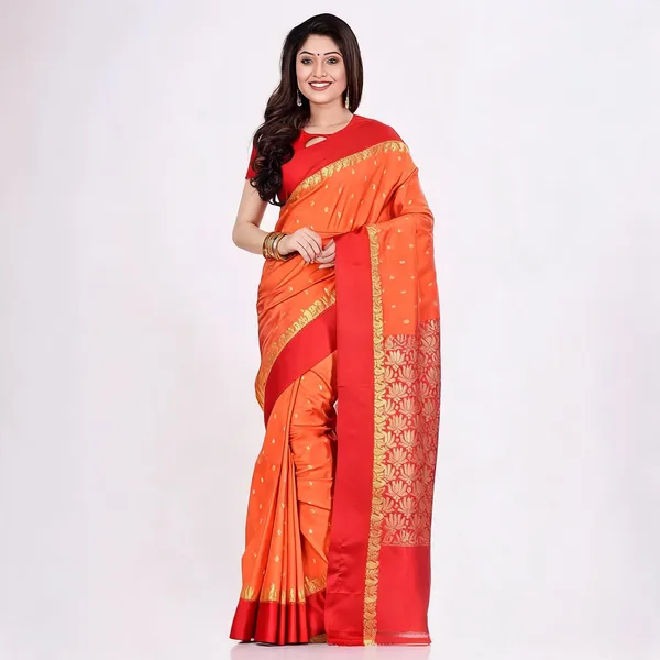 Orange_Art_Silk_Zari_Handloom_Saree_With_Blouse_For_Women