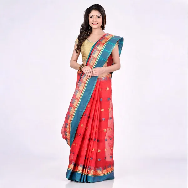 Light_Red_Cotton_Handloom_Tant_Saree_For_Women