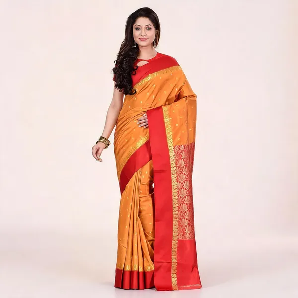 Golden_Art_Silk_Zari_Handloom_Saree_With_Blouse_For_Women
