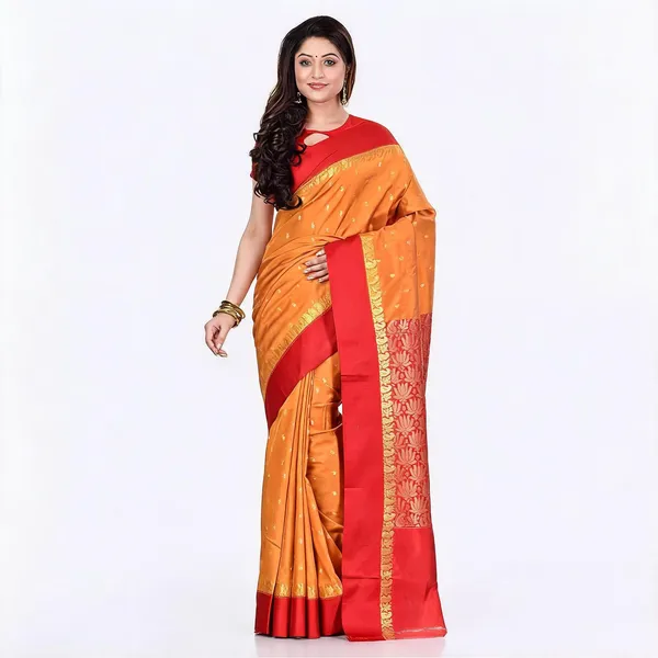 Golden_Art_Silk_Zari_Handloom_Saree_With_Blouse_For_Women