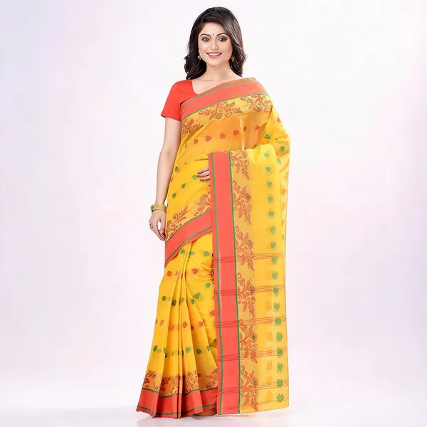 Yellow_Cotton_Tant_Handloom_Woven_Saree_For_Women