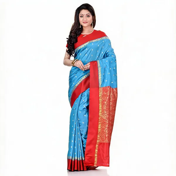 Light_Blue_Red_Art_Silk_Handloom_Zari_Saree_For_Women