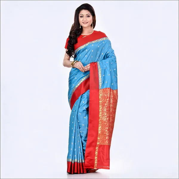 Light_Blue_Red_Art_Silk_Handloom_Zari_Saree_For_Women