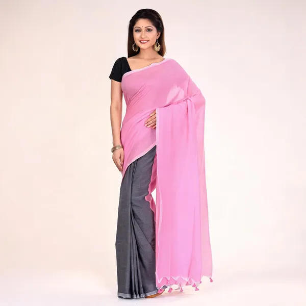 Grey_Cotton_Silk_Woven_Solid_Saree_With_Blouse_Piece_For_Women