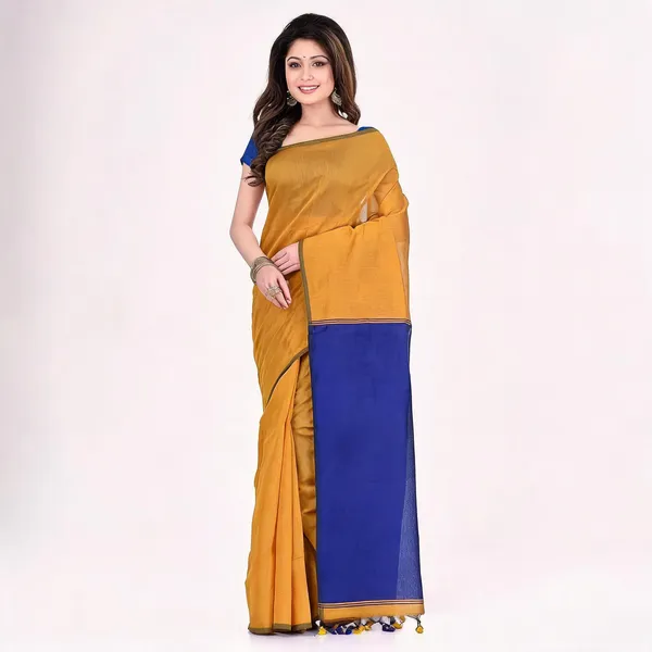Mustard_Yellow_Cotton_Silk_Woven_Saree_With_Blouse_Piece_For_Women