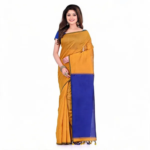 Mustard_Yellow_Cotton_Silk_Woven_Saree_With_Blouse_Piece_For_Women