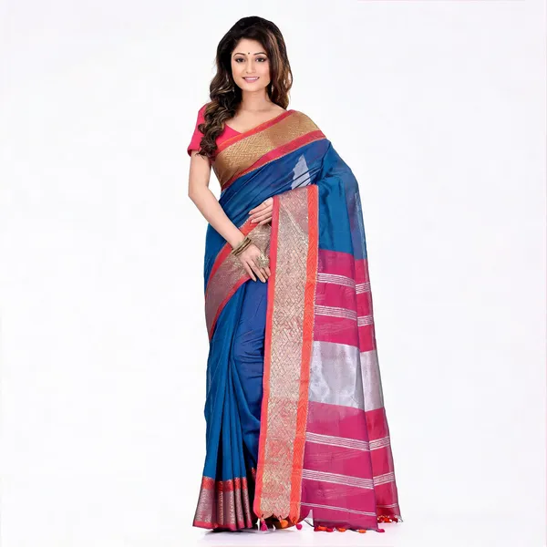 Blue_Pink_Cotton_Silk_Handloom_Zari_Saree_With_Blouse_For_Women