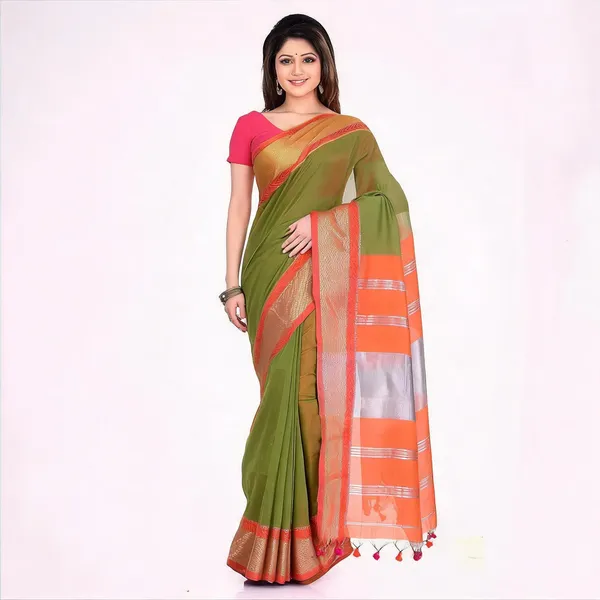 Light_Green_Cotton_Silk_Handloom_Zari_Saree_With_Blouse_For_Women