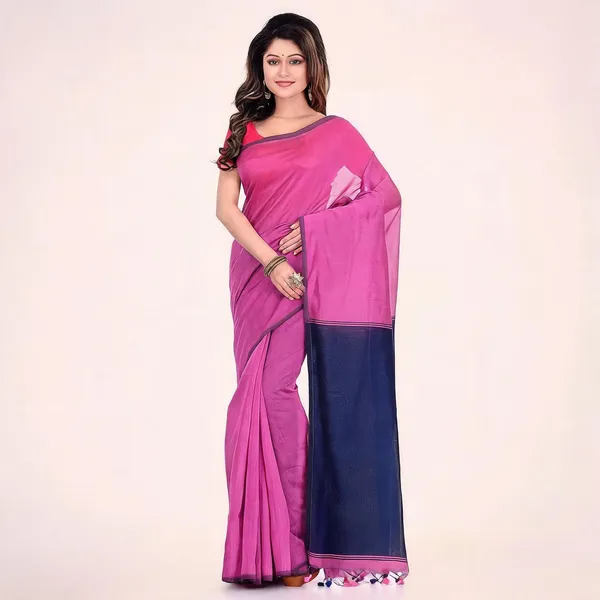 Pink_Cotton_Silk_Ghicha_Handloom_Woven_Saree_With_Blouse_For_Women