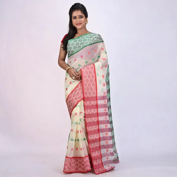 Green_Off_White_Red_Cotton_Tant_Handloom_Zari_Saree_For_Women
