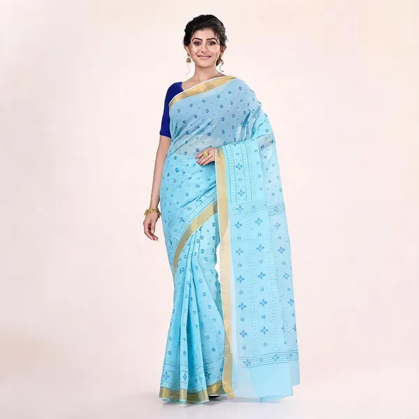 Blue_Cotton_Handloom_Tant_Saree_For_Women