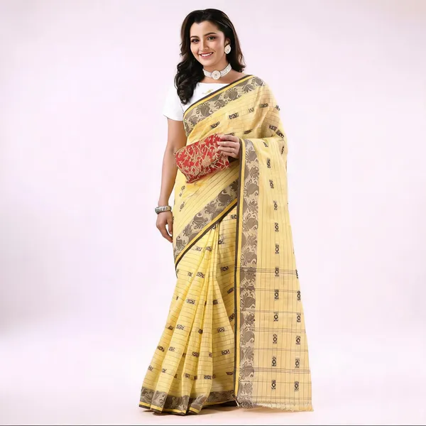 Yellow_Cotton_Handloom_Tant_Woven_Saree_For_Women