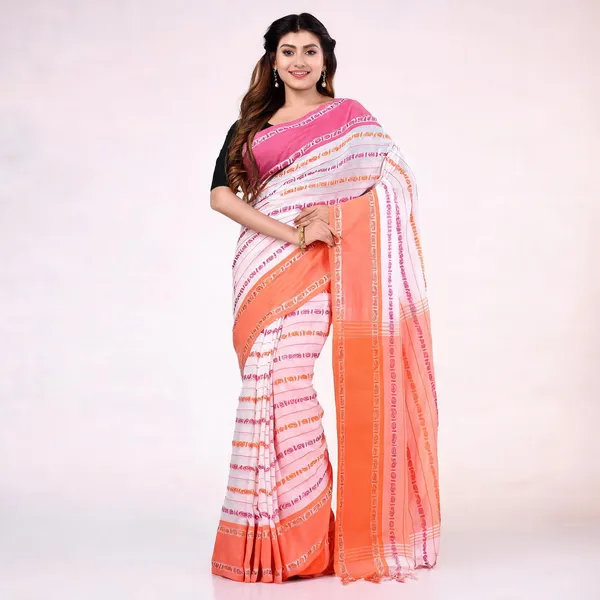 White_Red_Cotton_Floral_Contemporary_Saree_With_Blouse_For_Women