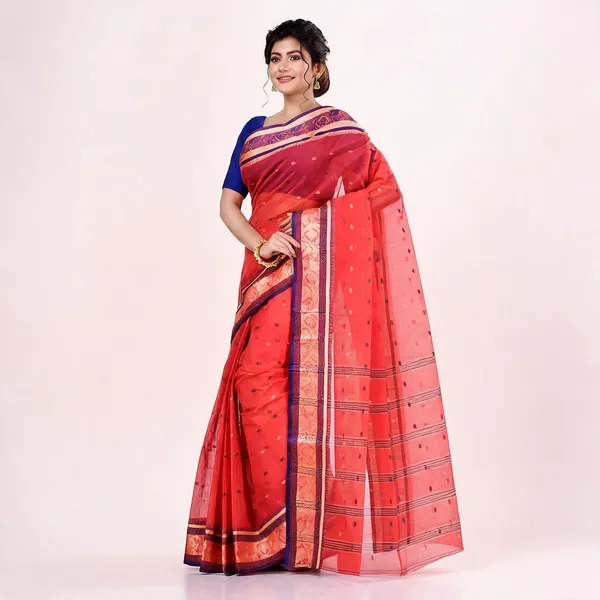Red_Cotton_Handloom_Woven_Saree_For_Women
