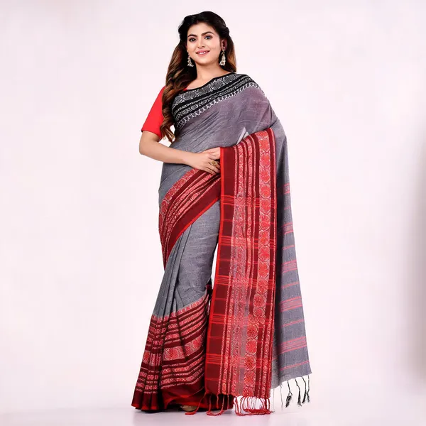 Grey_Black_Red_Cotton_Contemporary_Floral_Saree_For_Women