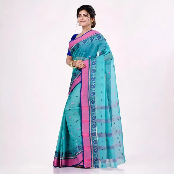 Blue_Cotton_Handloom_Tant_Saree_For_Women