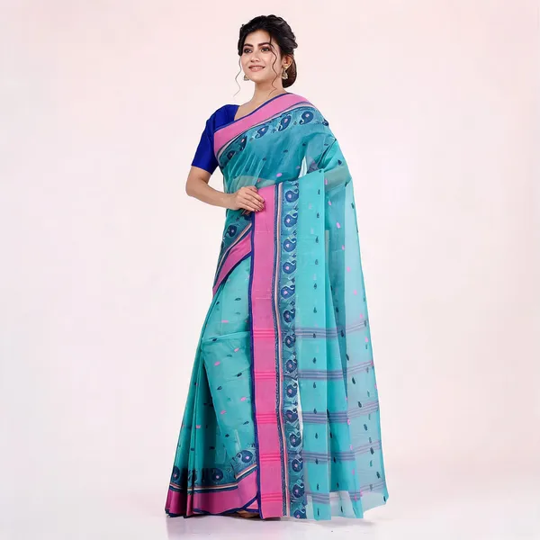 Blue_Cotton_Handloom_Tant_Saree_For_Women