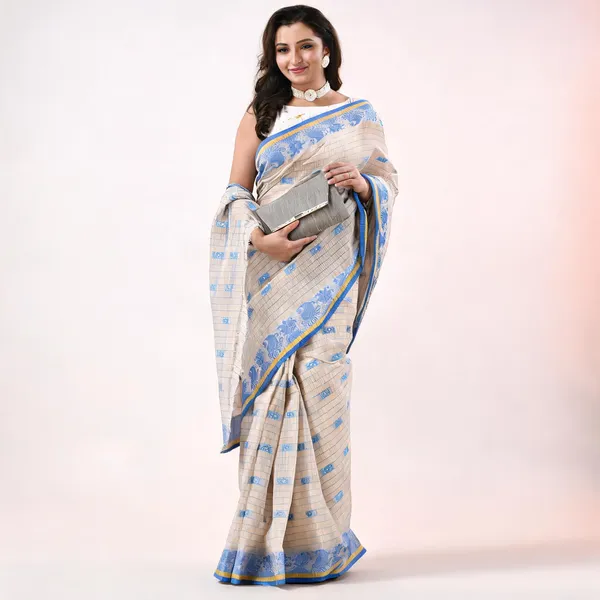 Grey_Blue_Cotton_Handloom_Tant_Woven_Saree_For_Women