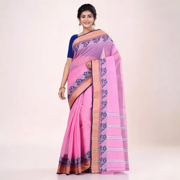 Pink_Cotton_Handloom_Tant_Saree_For_Women