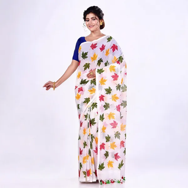 Red_Yellow_Green_Cotton_Bengal_Handloom_Woven_Saree_For_Women