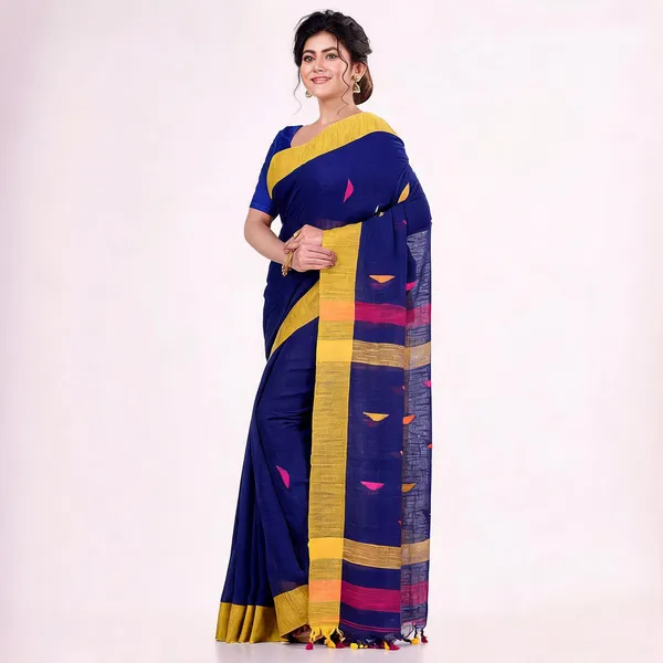 Deep_Blue_Cotton_Handloom_Woven_Saree_For_Women