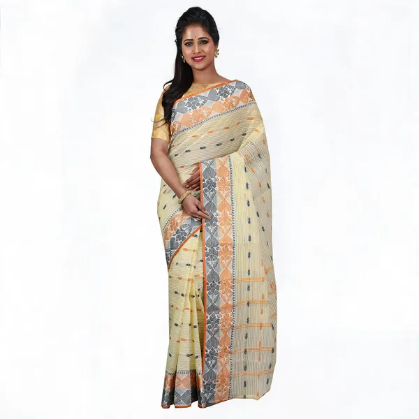 Golden_Blue_Cotton_Handloom_Woven_Saree_For_Women