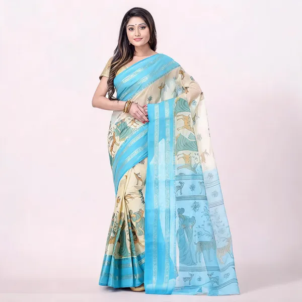 Sky_Blue_Cotton_Handloom_Self_Design_Tant_Saree_For_Women