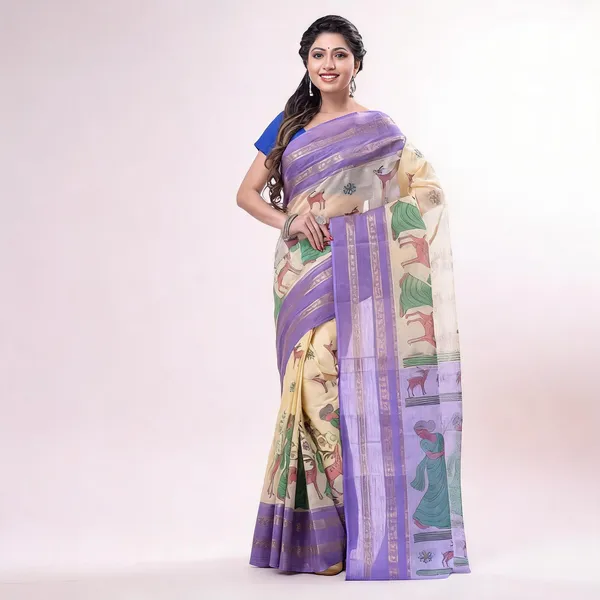 Purple_Cotton_Handloom_Self_Design_Tant_Saree_For_Women
